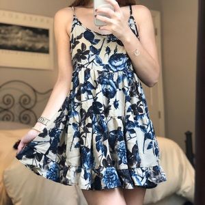 Windsor Blue and Cream Floral Low Back Dress